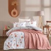 Set 5 piese, lenjerie de pat + patura, Nazenin Home, Adalia Orange