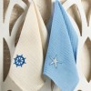 Set 6 prosoape bucatarie cu broderie marina 40x60cm, Eponje Home
