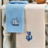 Set 6 prosoape bucatarie cu broderie marina 40x60cm, Eponje Home