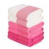 Set 6 prosoape maini, 50x85 cm, Eponj Home, Fitilli Roz/Alb