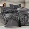 set cearceafuri din bumbac satinat animal print gri cu 2 cearceafuri pat 220x240 cm si 2 fete perna 52x72 cm