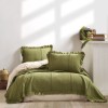 Set cuvertura 220x240cm si fete perna cu volan Tiziana Verde Kaki