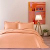 Set cuvertura TAC Harlow portocaliu 250x260 cm cu 2 fete de perna matlasare ultrasonica model ondulat modern