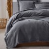 Set cuvertura jacquard bumbac 100%, culoare gri antracit, dimensiuni 240x260 cm, cu franjuri