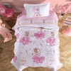 Set cuvertură matlasată cu balerine roz pentru fetițe, bumbac 100%