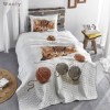 Set cuvertura matlasata + 1 fata perna bumbac 100%, Club Cotton, Wooly