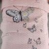 Set cuvertura roz din bumbac, roz cu fluturi si margarete Daisy Love