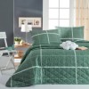 Set cuvertura matlasata + 2 fete perna bumbac 100%, 225x240cm, Maya Green