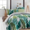 Set cuvertura matlasata + 2 fete perna bumbac 100%, 225x240cm, Nui Green