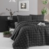 Set cuvertura matlasata + 2 fete perna bumbac 100%, 225x240cm, Piga (negru)