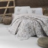Set cuvertură matlasată și fețe de pernă Raven V1 de la Ralex Pucioasa, 100% bumbac, design bej elegant