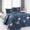 Set cuvertura matlasata 200x220cm+ 2 fete perna 50x70cm Big Filamin - Dark Blue