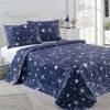 Set cuvertura matlasata 200x220cm+ 2 fete perna 50x70cm Halley Bleumarin