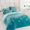 Set cuvertura matlasata 200x220cm+ 2 fete perna 50x70cm Simay - Turquoise