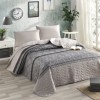 Set cuvertura matlasata Creative Grey 200x220 cm cu 2 fete de perna, design elegant in nuante neutre