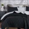 Set cuvertura matlasata 200x220 cm + 2 fete perna Solid Negru/Gri
