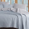 Set cuvertura matlasata 200x220 cm + 2 fete perna Solid Gri/bleu, reversibila