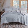 Set cuvertura matlasata 200x220 cm + 2 fete perna Solid Gri/bleu, reversibila