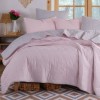 Set cuvertura matlasata 200x220 cm + 2 fete perna Solid Roz/Gri, reversibila