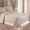 Set de lux cuvertura jaquard 240x260cm + 2 fete perna 50x70cm - Santana - Beige v2