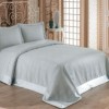 Set de lux cuvertura jaquard 240x260cm + 2 fete perna 50x70cm - Santana - Mint v2