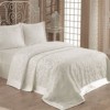 Set de lux cuvertura jaquard 240x260cm + 2 fete perna 50x70cm - ALONA Cream