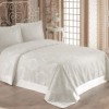 Set de lux cuvertura jaquard 240x260cm + 2 fete perna 50x70cm Rose Krem v2