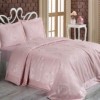 Set de lux cuvertura jaquard 240x260cm + 2 fete perna 50x70cm Rose Pudra v2