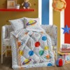 Set dormit pentru bebelusi, cu protectie pt patut, bumbac 100% ranforce, Planete