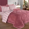 Set dormit pilota iarna 1 persoana Soft Line roz prafuit fata catifelata