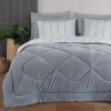 Set dormit pilota iarna 1 persoana Soft Line gri deschis fata catifelata