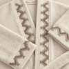 Set Arliva Home cu halat de baie marimea XXL si prosop 50x90 cm, bej natural, cu broderie zig-zag maro si verde