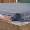 Set husa de pat cu elastic si 2 fete de perna, bumbac ranforce, albastru, 180x200 cm, potrivita pentru saltele de pana la 30 cm inaltime