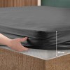 Set husa de pat cu elastic si 2 fete de perna, bumbac ranforce, antracit, 180x200 cm, potrivita pentru saltele de pana la 30 cm inaltime