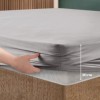 Set husa de pat cu elastic si 2 fete de perna, bumbac ranforce, gri, 200x200 cm, potrivita pentru saltele de pana la 30 cm inaltime