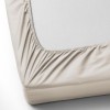 Set husa de pat cu elastic si 2 fete de perna, bumbac satinat, bej, 160x200 cm, potrivit pentru un dormitor elegant