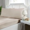 Set husa de pat cu elastic si 2 fete de perna, bumbac satinat, bej, 160x200 cm, potrivit pentru un dormitor elegant