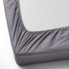 Set husa de pat cu elastic si 2 fete de perna, bumbac satinat, gri, 180x200 cm, potrivit pentru un dormitor elegant