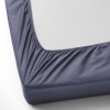 Set husa de pat cu elastic si 2 fete de perna, bumbac satinat, albastru, 200x200 cm, potrivit pentru un dormitor elegant