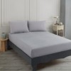 Set husa de pat cu elastic si 2 fete perna, bumbac poliester, 160x200cm, gri deschis