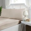 Set husa de pat cu elastic si 2 fete de perna, bumbac satinat, bej 120x200 cm, potrivit pentru un dormitor elegant