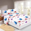 Set husa de pat din finet + 2 fete de perna pentru saltea de 140x200cm, Inimi Albastre HPF 350
