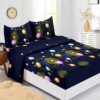 Set husa de pat din finet + 2 fete de perna pentru saltea de 160x200cm Planete