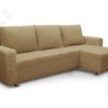 Set Husa elastica din material creponat, pentru canapea otoman dreapta, Maro deschis