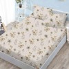 Set husa pat finet 160x200 cm cu elastic model floral natural bej si 2 fete de perna