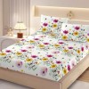 Set husa pat finet 160x200 cm cu elastic flori de camp colorate si 2 fete de perna asortate, fabricat in Romania