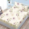 Set husa pat finet 160x200 cm cu elastic model floral mov si 2 fete de perna