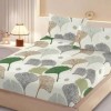 Set husa pat finet 160x200 cm cu elastic frunze decorative si 2 fete de perna asortate, fabricat in Romania