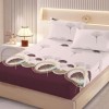 Set husa pat finet 160x200 cm cu elastic frunze ginkgo si 2 fete de perna asortate