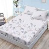 Set husa pat finet 160x200 cm cu elastic model frunze gri si 2 fete de perna